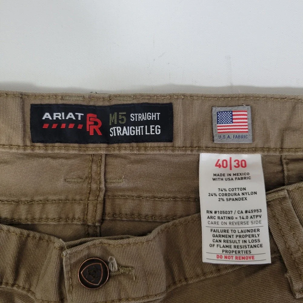 Ariat FR M5 Straight Leg Cargo Pants Mens 1X Khaki Cordura Workwear Gorpcore